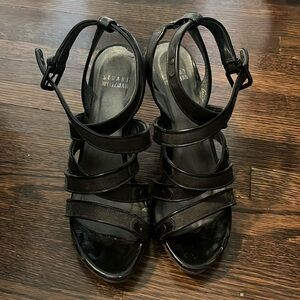 Stuart Weitzman Strappy Heels, Black, Size 7